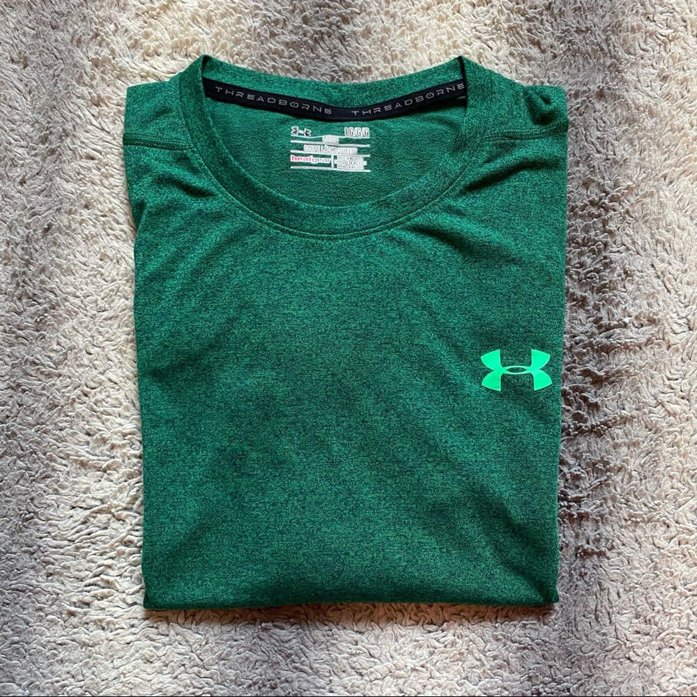 Under Armour Tee Mens Large Green Loose Fit - Picture 4 of 5